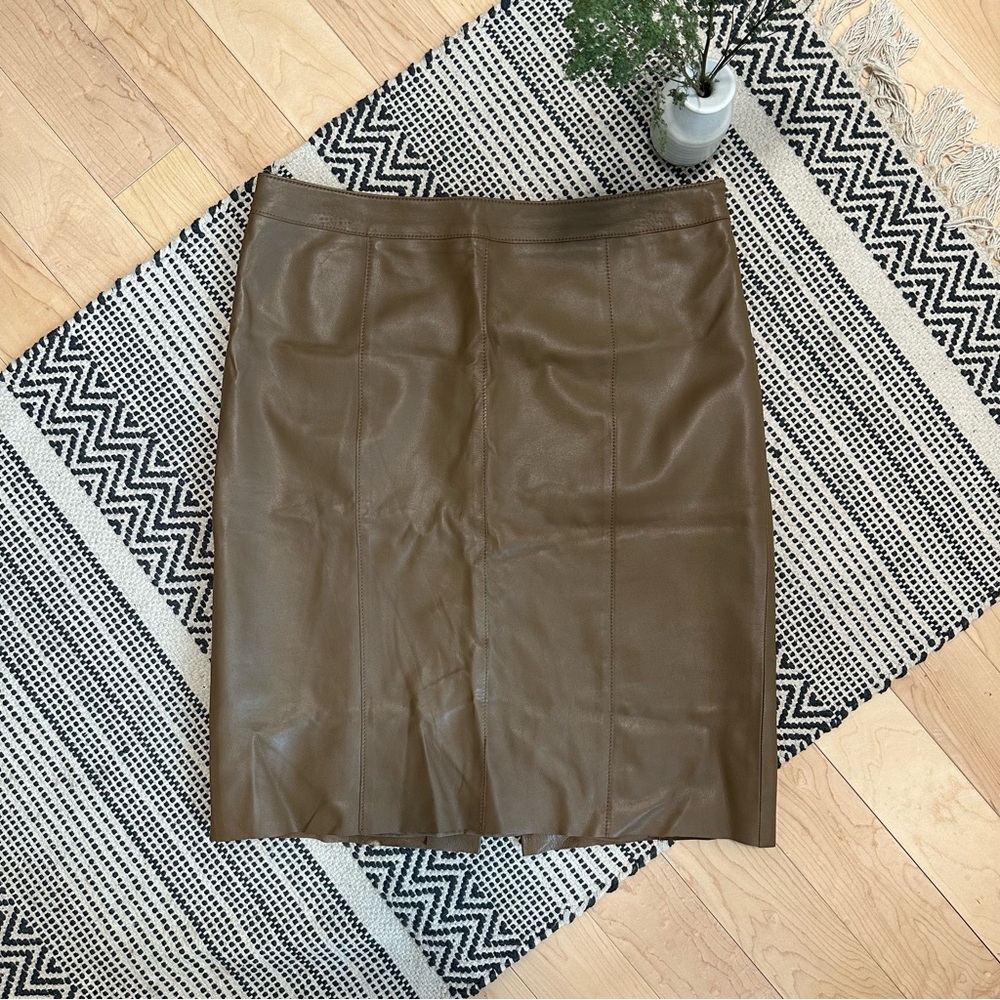 Buttery Soft Leather Worth Brown Pencil Skirt